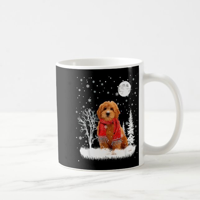 Taza De Café Goldendoodle Under Moonlight Snow Christmas Pajama (Derecha)