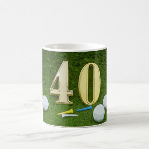 Taza De Café Golf 40 cumpleaños con bola de golf y tee on green