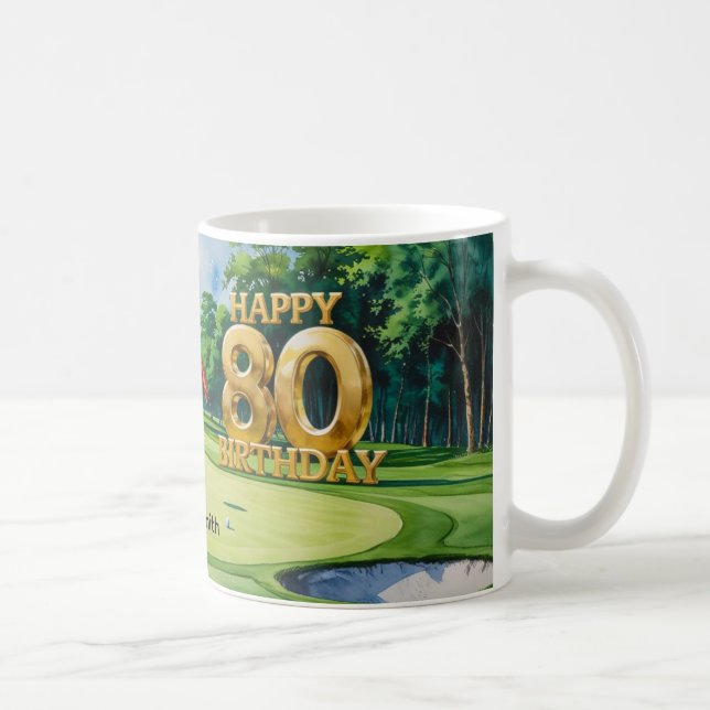 Taza De Café Golf 80 cumpleaños en campo de golf (Derecha)