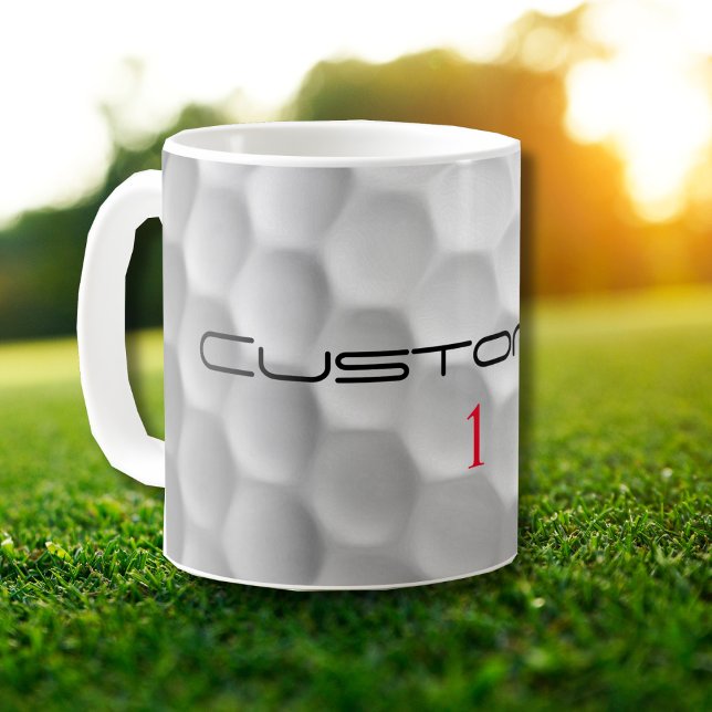 Taza De Café Golf Ball Dimples Texto y número personalizados (Subido por el creador)