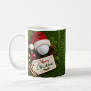 Taza De Café Golf Bola Santa Sombrero Navidad Golf de Fiesta