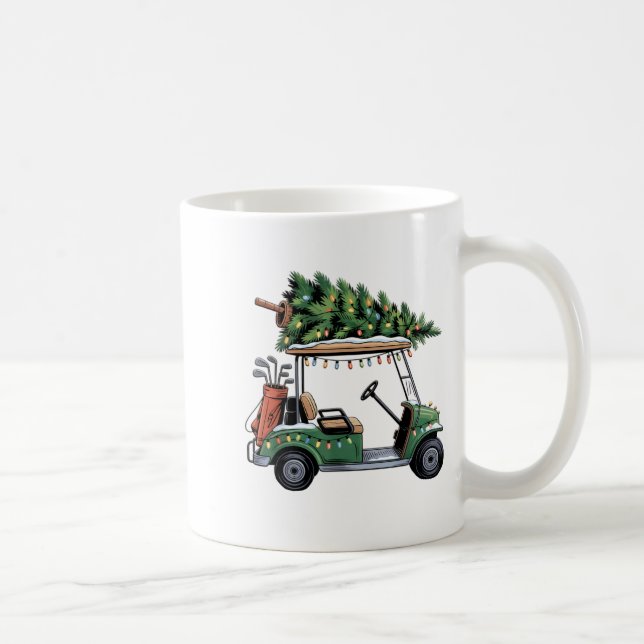 Taza De Café Golf Cart Christmas Tree Lights Golfing Golfer Fun (Derecha)