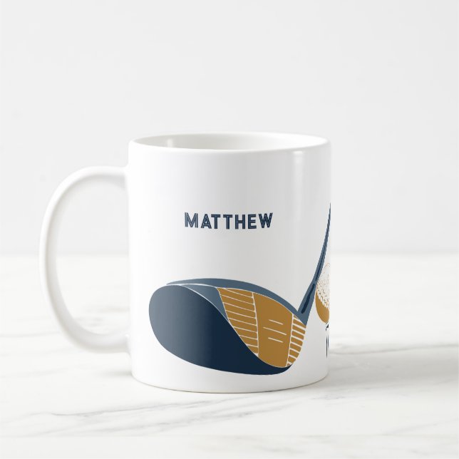 Taza De Café Golf Club and Ball Personalized Golfers Name (Izquierda)
