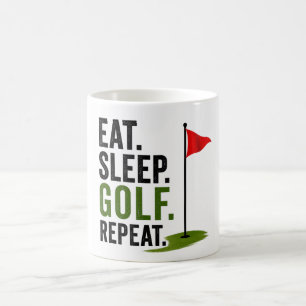 Taza De Café Golf Comer Dormir Golf Repetir