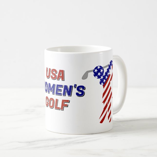 Taza De Café Golf de Mujeres Patrióticas de EE. UU. (Anverso derecho)
