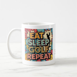 Taza De Café Golf Eat Sleep Repeat Pop Art Personalized