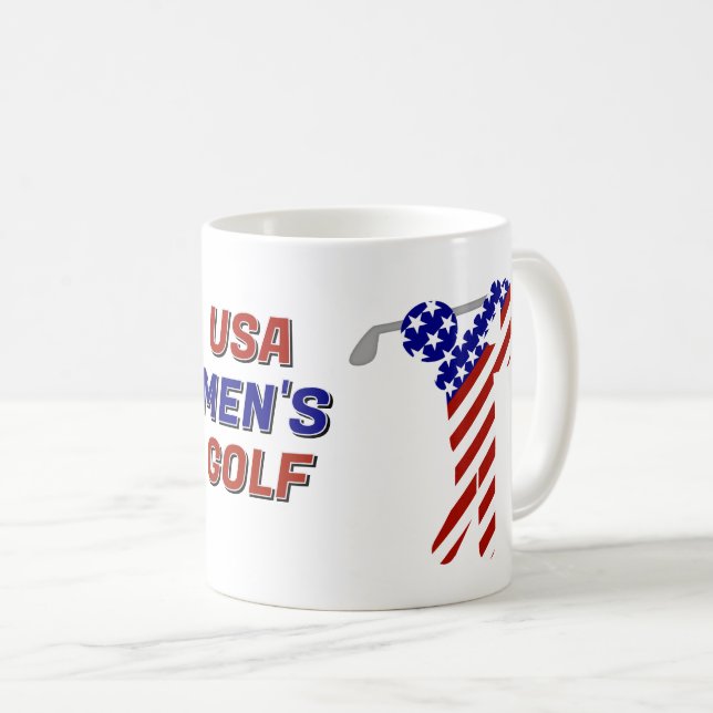 Taza De Café Golf Patriótico de Hombres de EE. UU. (Anverso derecho)