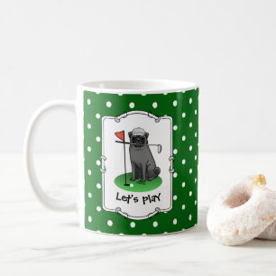 Taza De Café Golf Pug Jugando Golf (negro) Cute Dog Funny