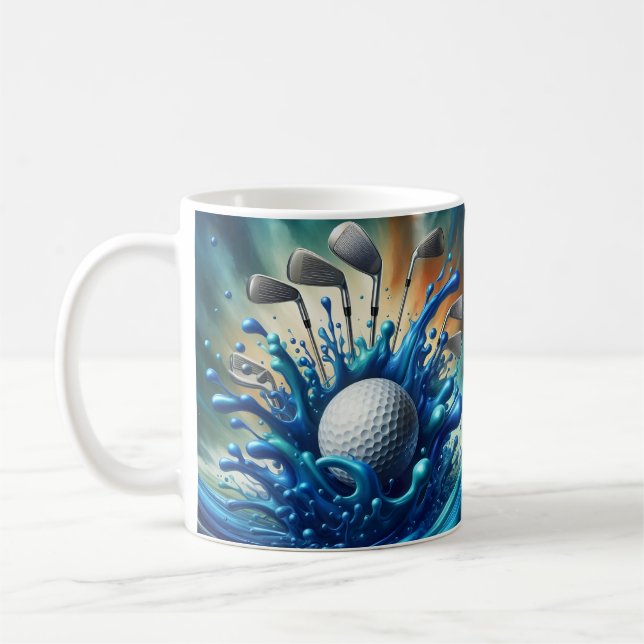 Taza De Café Golf Salpicadura de Agua Azul (Izquierda)