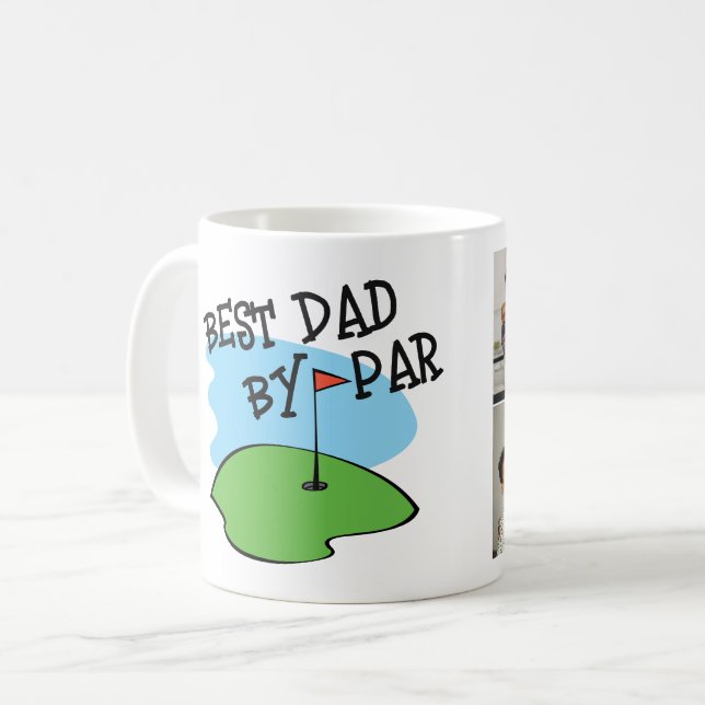 Taza De Café Golfer Best Dad By Par Golf Pun Photo (Anverso izquierdo)