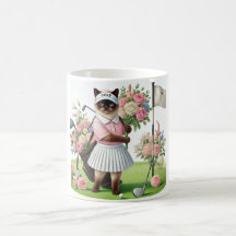 Golfer con flores al poner verde