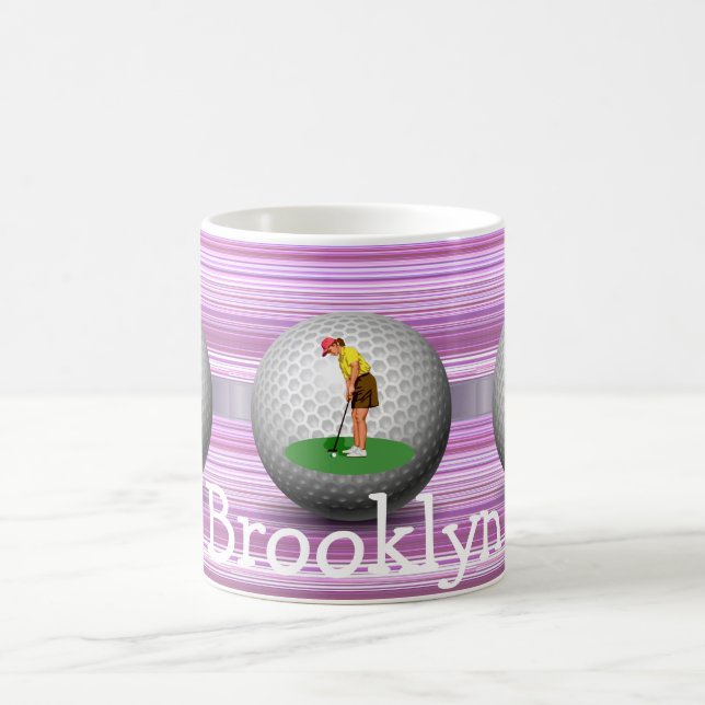 Taza De Café Golfer Golf Balls Stripe Mug (Centro)