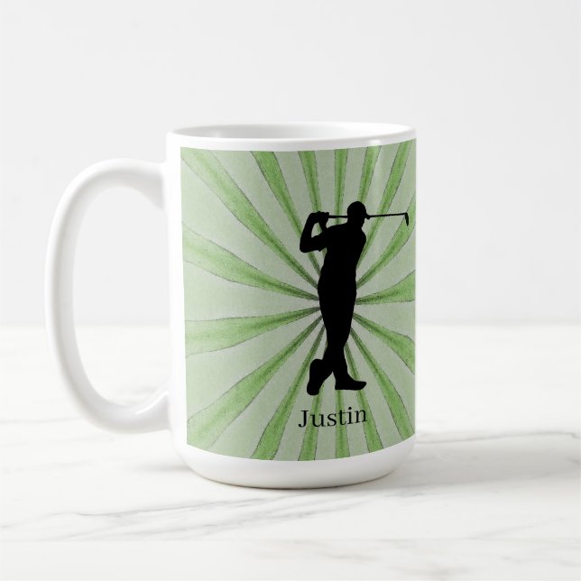 Taza De Café Golfer Silhouette Personalize (Izquierda)