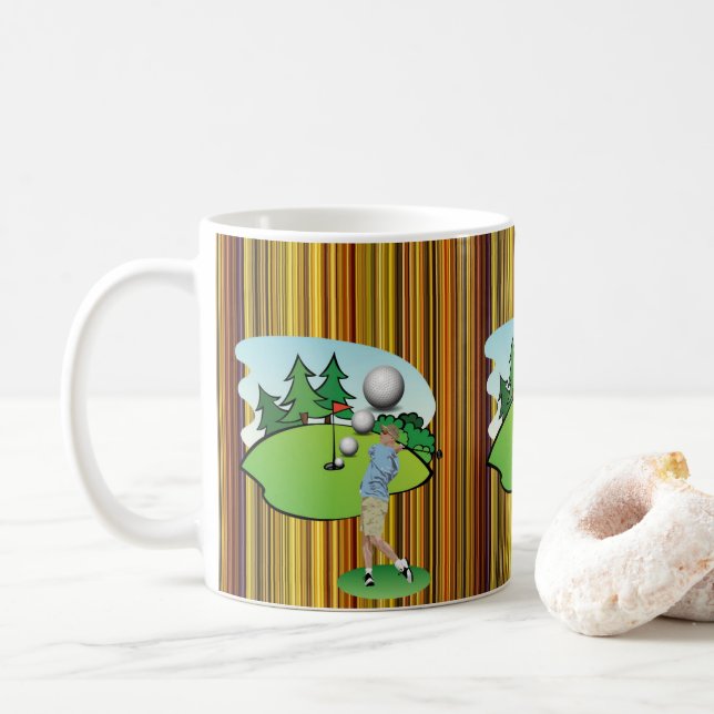 Taza De Café Golfer Stripe Golf Balls Mug (Con donut)