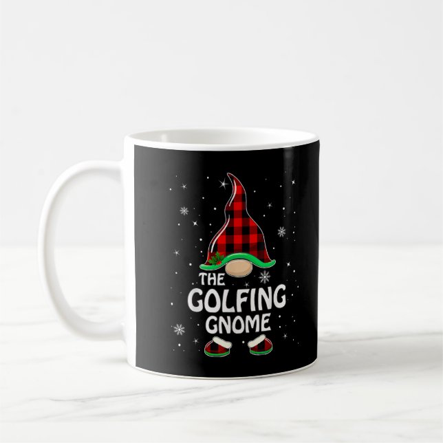Taza De Café Golfing Gnome Buffalo Plaid Family Christmas Pajam (Izquierda)