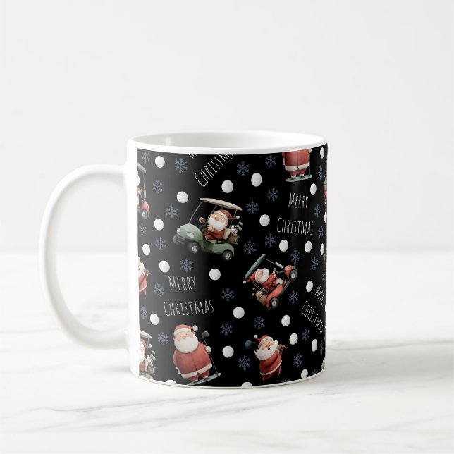 Taza De Café Golfing Santa sobre Black (Izquierda)