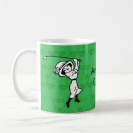 Taza De Café Golfista de sexo femenino personalizado del dibujo