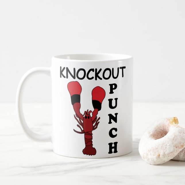 Taza De Café Golpe de Knockout de Boxeo de Langosta  (Con donut)