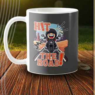 Taza De Café ¡Golpea la carretera! Funny Road Trip Biker