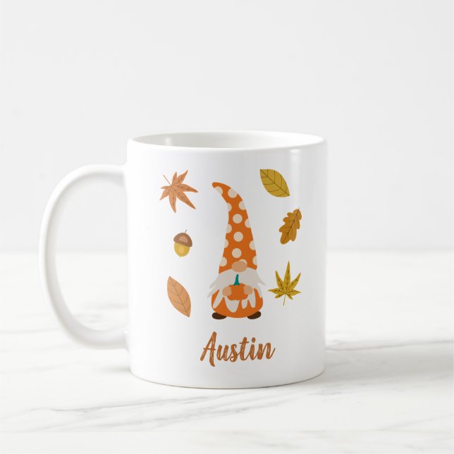 Taza De Café Goma de Acción de Gracias con calabaza personaliza (Izquierda)
