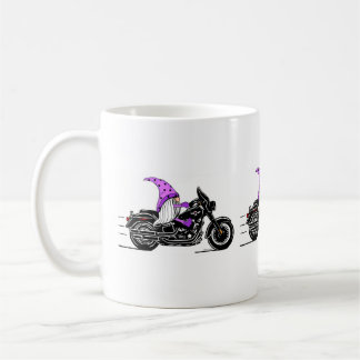 Taza De Café Goma púrpura caprichoso en motocicleta