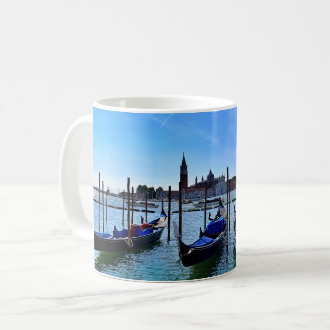 Taza De Café Góndolas de Venecia Cielo Azul (Anverso izquierdo)