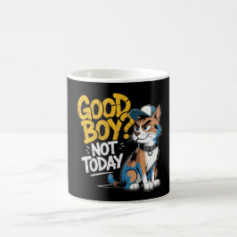 Taza De Café Good Boy Not Today Funny Cat Illustration 