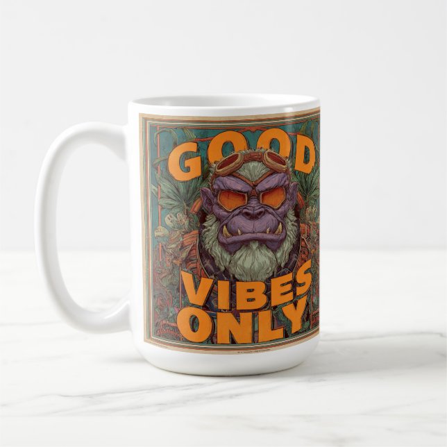 Taza De Café Good Vibes Only Coffee Mug – Bold Gorilla Design (Izquierda)