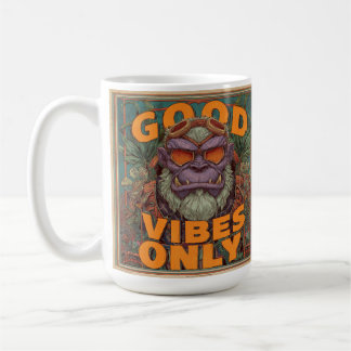 Taza de café Good Vibes Only – Diseño de gorila au
