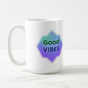 Taza De Café "Good Vibes" Text on Gradient Star Shape