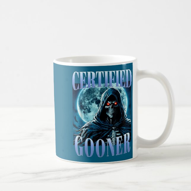 Taza De Café Goon Funny Gooning Meme Skeleton Certified Gooner  (Derecha)