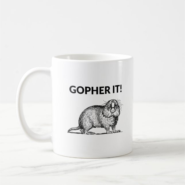Taza De Café Gopher It Funny Gopher Pun (Izquierda)