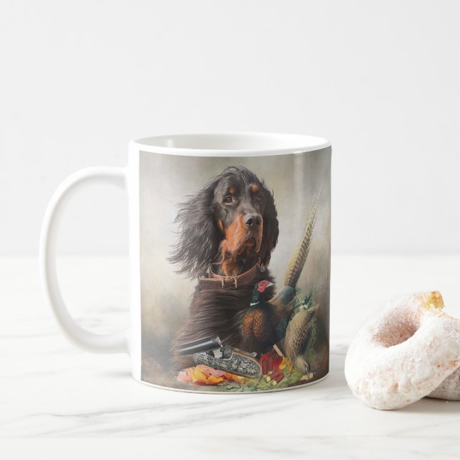 Taza De Café Gordon setter con faisanes, arte (Con donut)