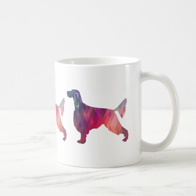 Taza De Café Gordon Setter Geométrico Patrón Silhouette Pink (Derecha)