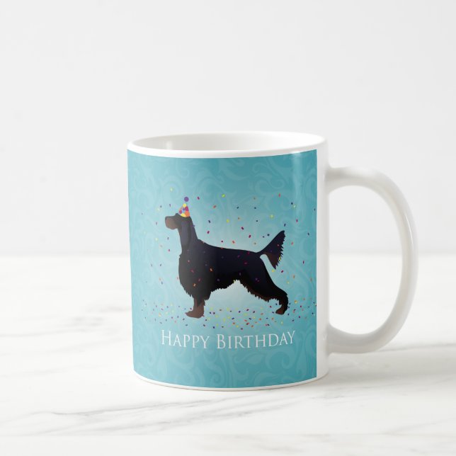 Taza De Café Gordon Setter Happy Birthday Design (Derecha)