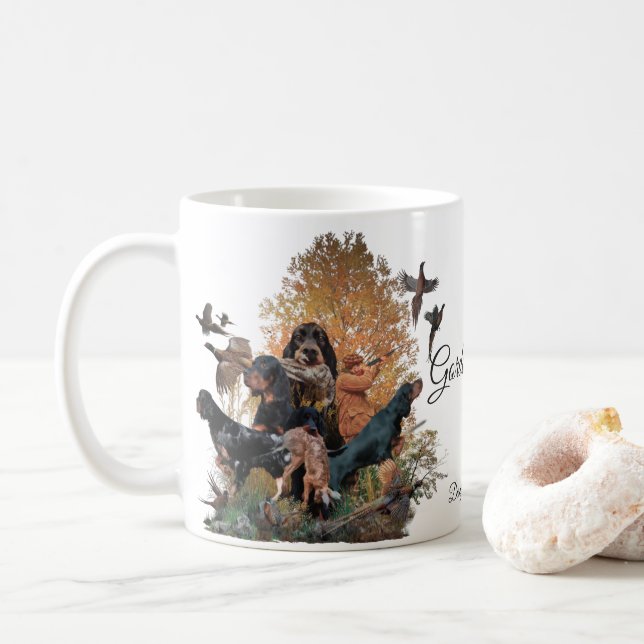 Taza De Café Gordon Setter, temporada de caza Wood Wall Art (Con donut)
