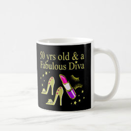 TAZA DE CAFÉ GORGEOUS GOLD 50TH BIRTHDAY DIVA DISEÑN