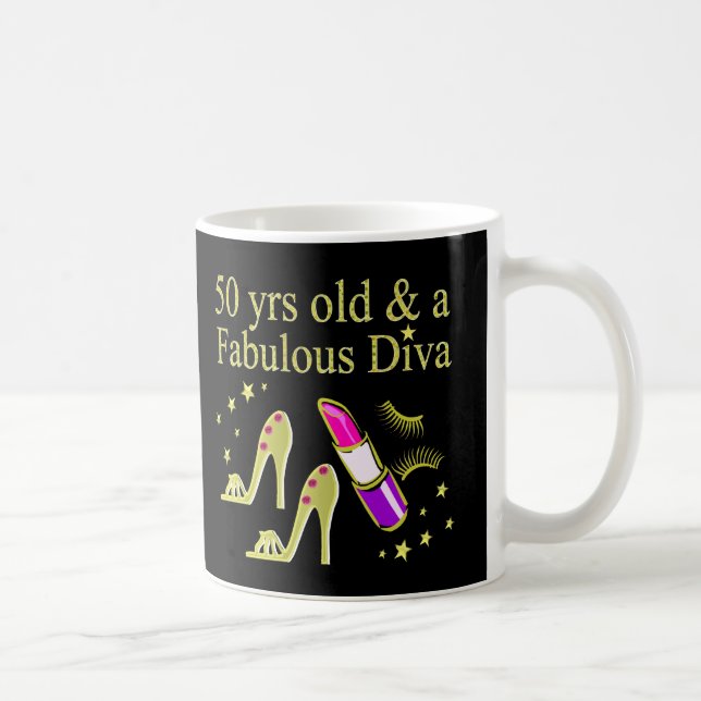 TAZA DE CAFÉ GORGEOUS GOLD 50TH BIRTHDAY DIVA DISEÑN (Derecha)