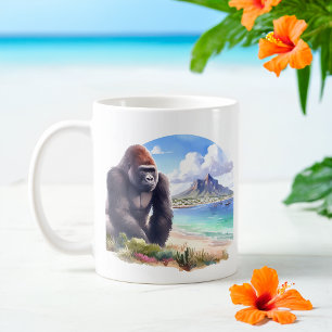 Taza De Café Gorila acuática de verano en la playa
