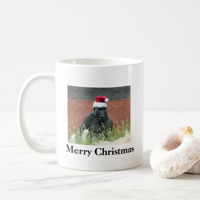 Taza De Café Gorila En Navidades (Con donut)