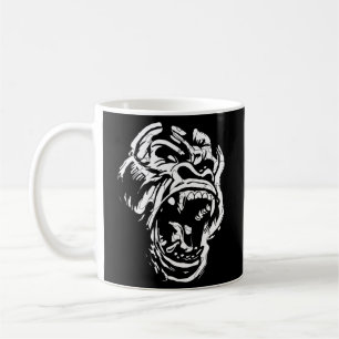 Taza De Café Gorila enojada Silverback White Fierce Great Ape