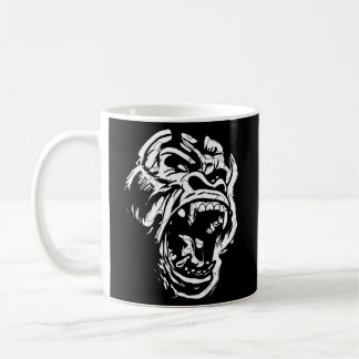 Taza De Café Gorila enojada Silverback White Fierce Great Ape