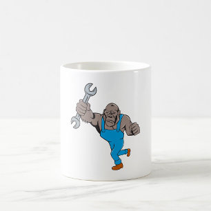 Taza De Café Gorila Mecánico Sosteniendo Llave