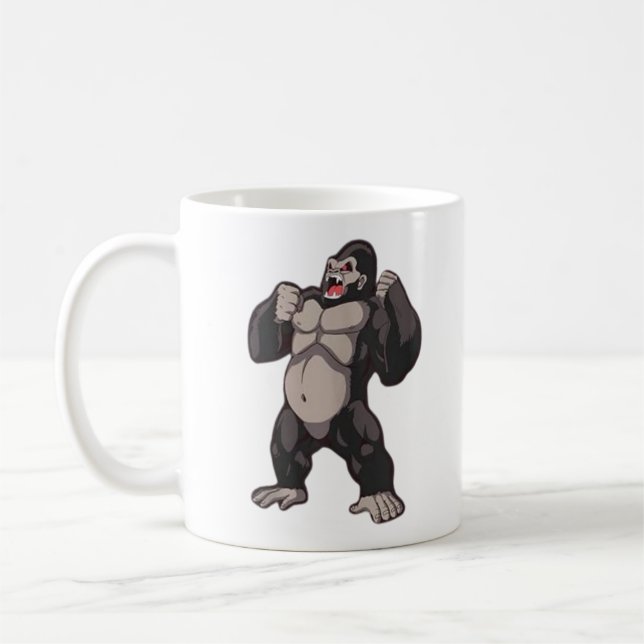 Taza De Café Gorila Rugiendo Simio Mono (Izquierda)