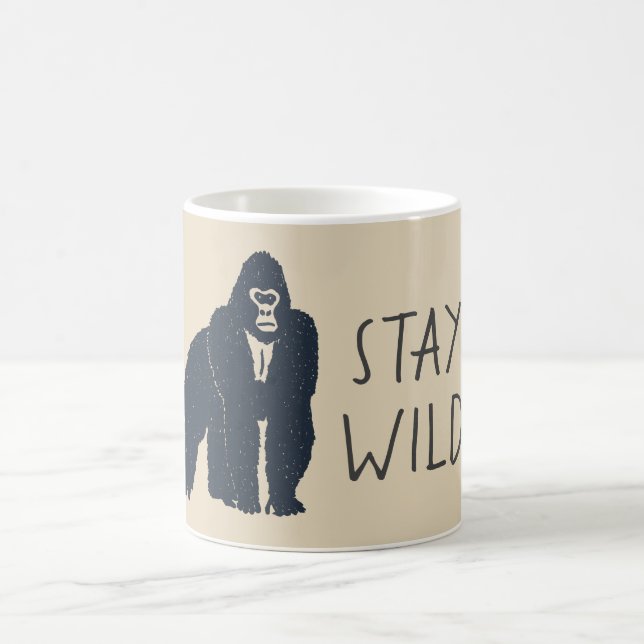 Taza De Café Gorila Silueta Salvaje Permanece (Centro)