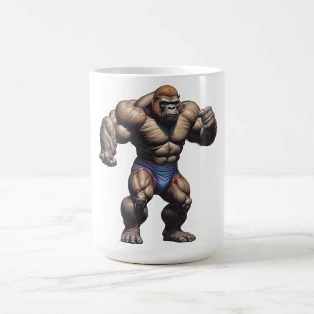 Taza De Café Gorilla Bodybuilder Pop Art Cartoon Drawing (Centro)