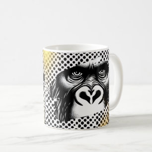 Taza De Café Gorilla de arte pop blanco negro