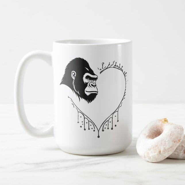 Taza De Café Gorilla Heartbeat (Con donut)
