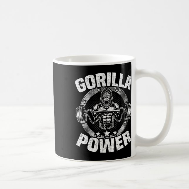 Taza De Café Gorilla Power Bodybuilding Weightlifting Workout  (Derecha)