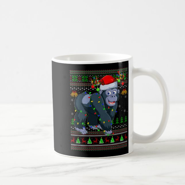 Taza De Café Gorilla Ugly Christmas Sweaters Holiday Santa Cute (Derecha)